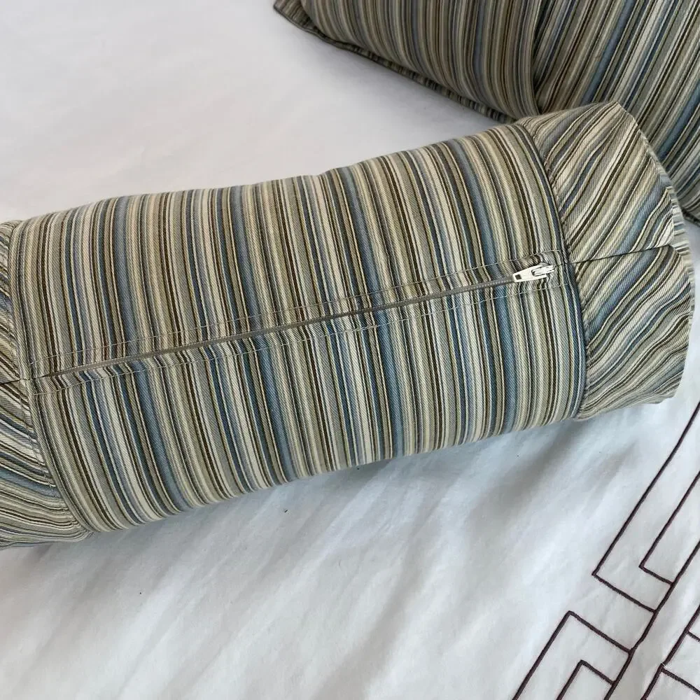 Peacock Alley‎ Pair of Striped Throw Pillows, One Feather